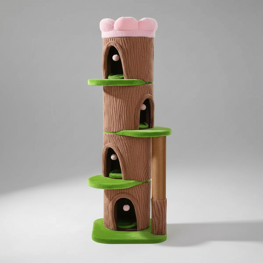 Feline Forest Cat Tower | Large Cat Tree with Flower Perch, Tree Holes